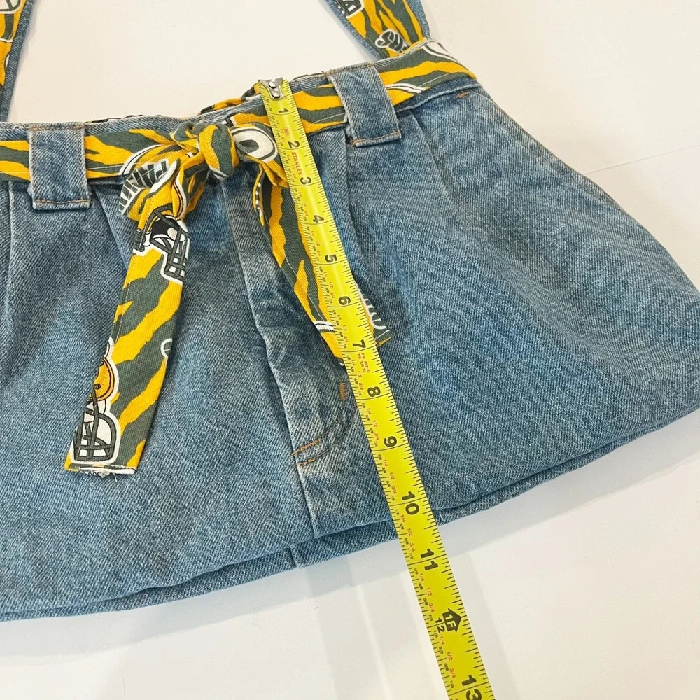 Green Bay Packers Custom Denim Hobo Bag Repurposed Jean Purse NFL Fan Gear
